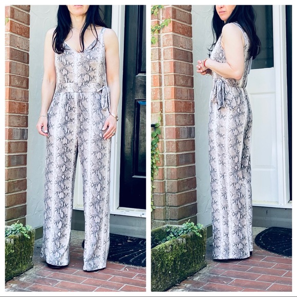 #01 Snakeskin print Wide leg tank jumpsuit - Picture 3 of 15